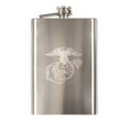 U.S.M.C. Globe & Anchor Engraved Stainless Steel Flask
